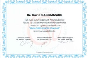 Rinolojide Güncel Konular sempozyumu — Türk KBB Vakfı Ankara Şubesi, 22 Aralık 2012