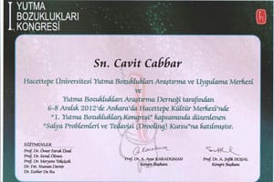 Salya Problemleri ve Tedavisi (drooling) kursu — 1. Yutma Bozuklukları Kongresi, 6–8 Aralık 2012