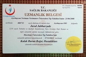 T.C. Sağlık Bakanlığı — Kulak Burun Boğaz Hastalıkları uzmanlık belgesi, 27 Aralık 2013